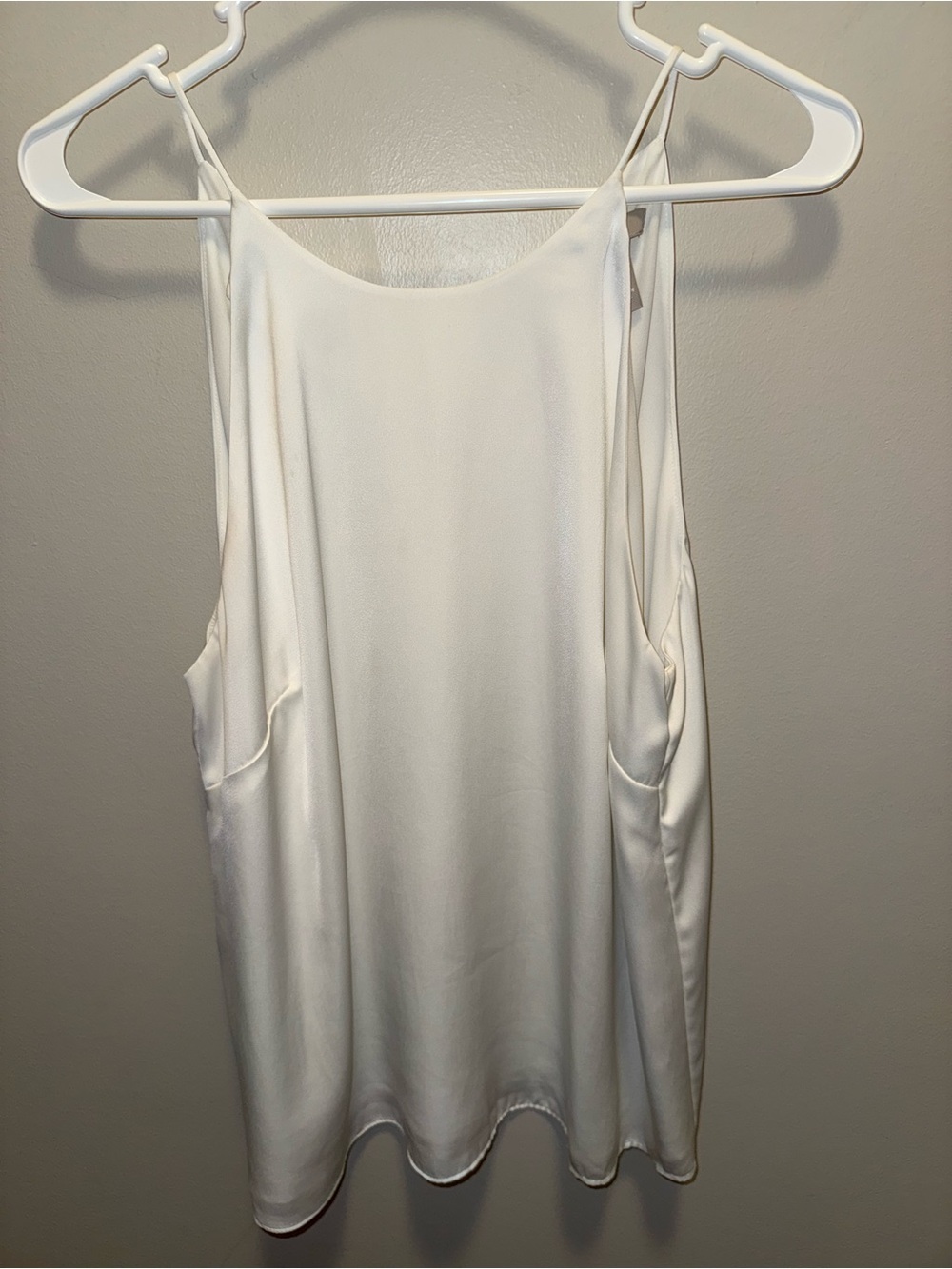 H&M Off-White Satin-Look Spaghetti Strap Tank Blouse